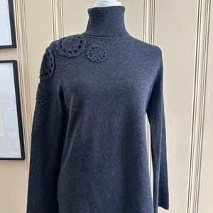 Neiman Marcus Cashmere Collection Turtleneck Sweater Charcoal Gray sz L